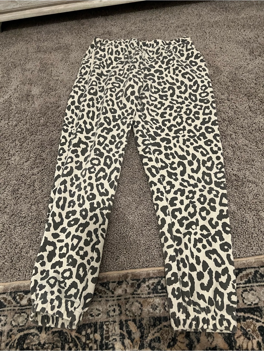 Grayson Threads Leopard-Pattern Joggers in Black & Cream